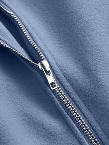DreamSkyne Plus Size Fashionable Solid Color Woolen Coat With Belt, Versatile For Autumn/Winter - Baby Blue - View 5