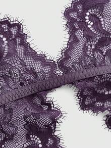 ROMWE Goth Floral Lace Cutout Sexy Jumpsuit - Purple - View 3