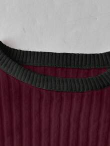 Franclia Sweater Pullover Leher V Berlapis Putih Elegan dan Unik Terbaru untuk Wanita, Musim Gugur/Dingin - Burgundy - View 5
