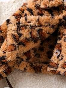 SHEIN 3 件套女婴豹纹领长袖开衫、针织吊带背心和毛茸茸的裤子冬季服装套装 - 彩色 - 查看 5