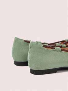 CUCCOO DOLLMOD Damen süße, bequeme Flache Schuhe, grüne Veloursleder Rundkappige Outdoor Ballerinas