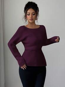 Elenzga Pull pour femmes, style vintage de Stockholm, couleur crème, convient aux enseignants, étudiants, bureau, décontracté, rendez-vous, simple, élégant, polyvalent, Top en tricot - Fushia - Voir 4