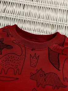 SHEIN 2pcs Toddler Boys Dinosaur Print Crew Neck Long Sleeve Top And Pants Set - Multicolor - View 4