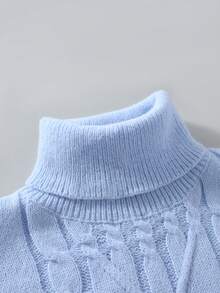 Manfinity Homme Men's Casual Solid Color Turtleneck Sweater, Versatile For Autumn/Winter Baby Blue Men Ireland, Long Sleeve Top - Baby Blue - View 4