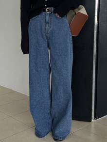 DAZY Women's Classic Fashionable Loose Straight Leg Slimming Wide Leg Jeans, Autumn/Winter