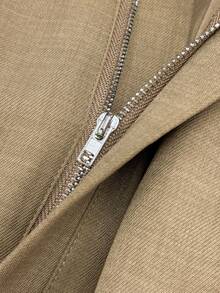 Women's Short Zip-Up Jacket, Winter Coat - Brown - View 9