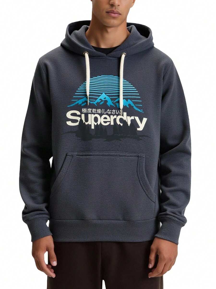 Superdry Men's Hoodie Navy Blue - Grey - View 1