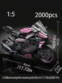 比例摩托车积木，摩托车建筑积木，组装模型玩具（所有链接图片均为成品效果展示，收到后需自行组装），装饰，摩托车爱好者配件，适合作为生日、圣诞节、万圣节、感恩节、新年、派对礼物 - 彩色 - 查看 11