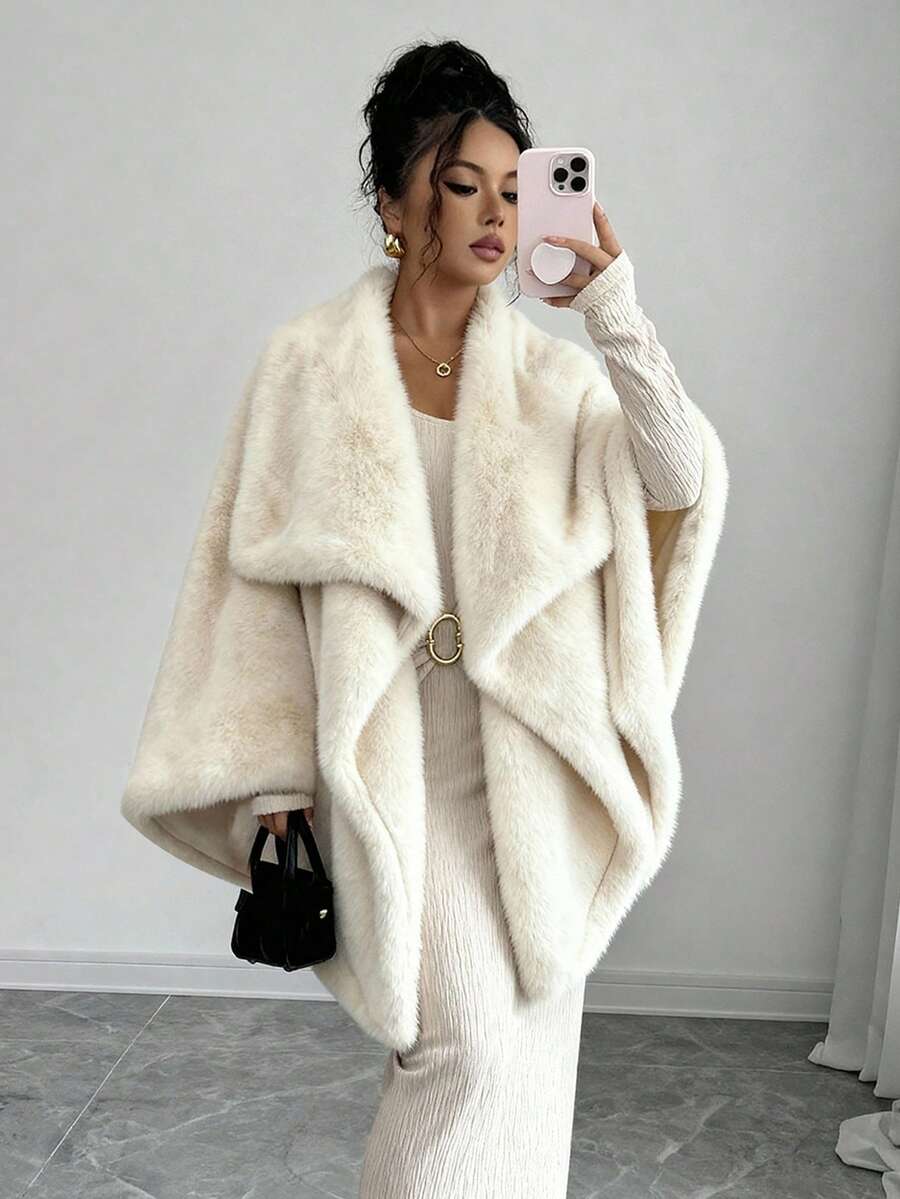 Selianne Women's New Fuzzy Shawl Cardigan, Autumn/Winter - Beige - View 1