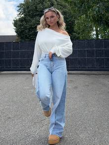 Jeta Ari Jeans casuales de mujer de unicolor y sencillos - Lavado ligero - Ver 1