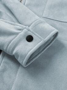 Manfinity Roghcode Men's Casual Loose Fit Drop Shoulder Long Sleeve Jacket - Baby Blue - View 7