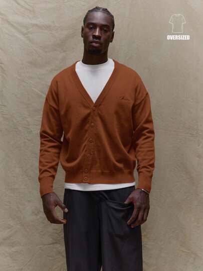  Chaqueta de punto con botones y bordado de musero para hombre, para otoño, verano y primavera
