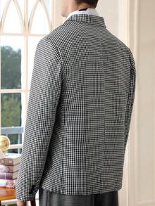 Manfinity Bizformal 男士太空染色口袋单排扣商务休闲西装外套 男士太空染色口袋单排扣商务休闲西装外套 男士西装外套 千鸟格西装外套 男士千鸟格西装外套 男士黑白夹克 万圣节冬季复古男童老钱节男士 - 黑與白 - 查看 5