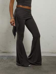 COUREZ Low Rise Wrapped Flare Trousers /Y2K Fall Winter Going Out Party New Year Pants Sexy - Grey - View 4