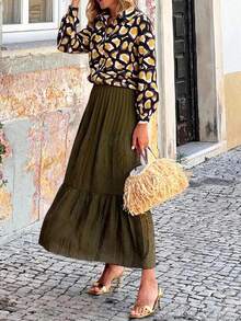 Brillora Camisa casual de manga larga con estampado total y abotonadura sencilla para mujer, estilo bohemio, boho chic, boho, ropa occidental, otoño, Halloween, salir, estilo de dinero antiguo, elegante - Negro - Ver 3