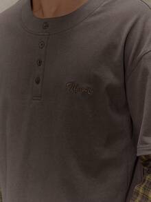 Musero Double Layer Style Long Sleeve Polo Shirt Checkered Button Up Detailing Embroidery Branded Patch SPRING SUMMER - Multicolor - View 6