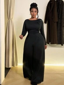 Maweii 大码露肩休闲长款连体裤