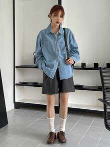 DAZY 女士长袖牛仔上衣