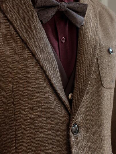 Calvornis Men's Fashionable Formal Party Single-Breasted Mottled Lapel Collar Long Sleeve Khaki Blazer