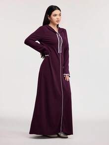 Veilorie Váy trùm đầu thường ngày màu xanh navy dành cho nữ, mặc hàng ngày, kín đáo - Màu tím - Xem 3