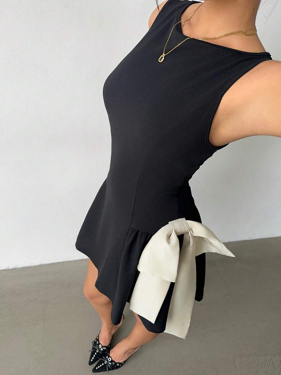 Aloruh Damen Neues Herbst/Winter Mini-Kleid, einfarbig in Weinrot, Fledermausärmel, tiefer V-Ausschnitt sexy & elegant, Partykleid, Satinkleid, Nachmittagstee-Kleid, Datekleid