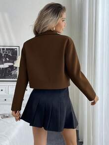 Chiquease Áo khoác lửng trơn màu thường ngày dành cho nữ, đa năng cho mùa thu - Cà phê nâu - Xem 2