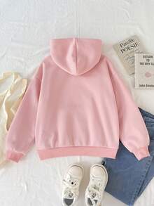 SHEIN 少女休闲时尚可爱粉色蝴蝶结刺绣卫衣 - 粉色 - 查看 8