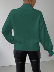 SHEIN LUNE 女士休闲 3D 图案毛衣，秋冬 - 墨綠色 - 查看 2