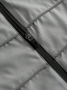 Manfinity Hypemode 男士休闲街头风拉链立领长袖防风夹克，灰色科技风夹克 - 淺灰色 - 查看 8