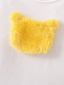 3pcs Set Cute Bear Embroidered Flannel Vest Infant Pajamas New Born Baby Girl Velvet Cute Yellow Three-Piece Set Autumn And Winter Baby Set Autumn Winter Season Baby Casual Sets - Yellow - View 5