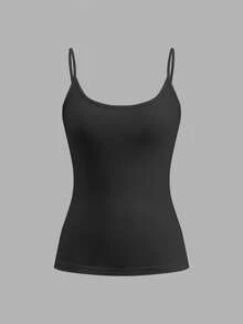 Tseoso 4pcs/Set 95% Cotton Casual Slim-Fit Women's Black And White Camisole Tops Spaghetti Strap Tank Tops. Wearable All Year Round, Basic Style, Suitable For Sports, Gym, Vintage Look, Cute Summer Tops, Soft Girl Style, Summer Outings, Home Wear, Back To School, Fall Women's Clothing, Versatile And Easy To Match. - Multicolor - View 5