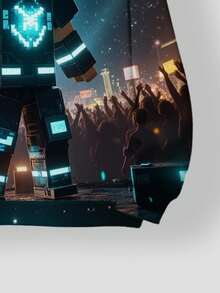 SHEIN Áo nỉ dài tay dáng rộng thoải mái, phong cách thường ngày dành cho thiếu niên, in hình pixel đồ họa, thích hợp cho mùa thu/đông, quần áo thiếu niên, phong cách Y2K, mùa tựu trường thu. - Nhiều màu - Xem 5