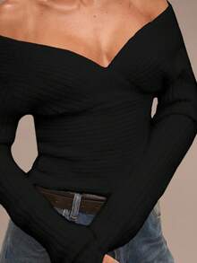 SHEIN BAE Women's Elegant Chic Solid Color Slim Fit Turtleneck Sweater, Versatile For Autumn/Winter,Black Sweater - Black - View 8