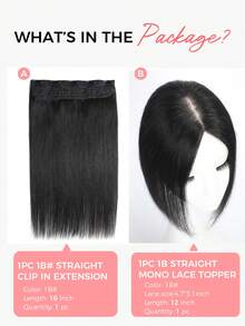 SMART&MATCH Ekstensi Rambut Jepit Satu Potong 5 Klip Highlight dengan Satu Potong Rambut Asli Hitam Gelombang Tubuh Jepit Campuran Pirang Gelombang Tubuh Cokelat Aksesori Rambut Rambut Jepit - Natural Black - View 3