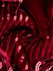 SHEIN Clasi Damski aksamitny top na ramiączkach typu spaghetti, luźny, z frędzlami, elegancki i seksowny na imprezę, Nowy Rok, Boże Narodzenie, czerwony top z cekinami i błyszczącym czerwonym topem - Burgund - Zobacz 8