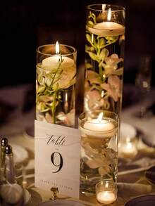 1/4pcs Transparent Glass Wedding Candle Holder, Straight Cylinder Glass Vase, Heat-Resistant, For Aromatherapy Candles, Water Plants Cultivation, Candlelit Dinner, Room Atmosphere, Suitable For Wedding, Home Gathering, Party, Confession, Table Decoration, Outdoor - Multicolor - View 6