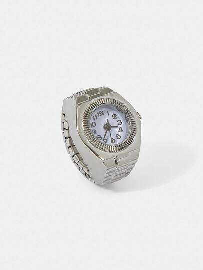 Y2Kool 1 pieza Reloj de anillo elástico con indicación de hora de moda y creativa para mujer, estilo punk, relojes de anillo unisex en varios estilos y colores como oro, blanco, rosa, morado, azul, rojo, amarillo para usar en el dedo