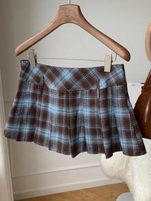 Comfortcana 女式复古格子褶皱迷你裙 - 彩色 - 查看 2