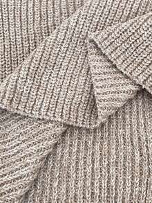 SHEIN Teen Girls Khaki V-Neck Cardigan & Pants Knitted Casual Versatile Sweater Set - Grey - View 7