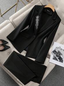 GlowEve CURVE Damen Bluse in Große Größen mit langen Ärmeln und Unifarbe, vielseitig modisch für den Berufsalltag geeignet, passend für Herbst/Winter, Business-Outfit - Schwarz - Übersicht 1