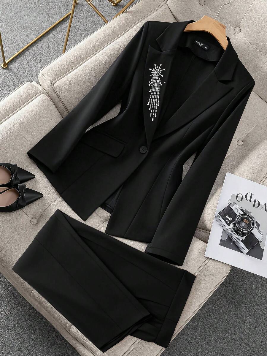 GlowEve CURVE Damen Bluse in Große Größen mit langen Ärmeln und Unifarbe, vielseitig modisch für den Berufsalltag geeignet, passend für Herbst/Winter, Business-Outfit - Schwarz - Übersicht 1