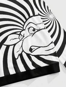 ROMWE MEN TEENAGE MUTANT NINJA TURTLES X ROMWE Street Life Men's Casual Turtle Print Round Neck Long Sleeve T-Shirt, Autumn