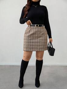Firerie Plus Size Plaid Casual/Work Skirt Spring - Multicolor - View 8