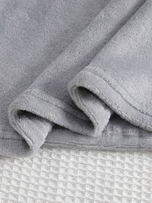 Winter  1set Teen Girl Casual Crew Neck Embroidered Long Sleeve Fleece Sweatshirt And Black White Plaid Fleece Pants Elegant Loungewear Pajama Set, Suitable For Winter Grey Pajama Set - Multicolor - View 9