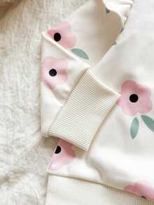 Vintaside Kids Conjunto de sudadera de cuello redondo de manga larga con estampado floral de felpa y pantalones casuales para niñas pequeñas Vintaside, adecuado para acampar y estar en casa, ideal para el tiempo libre al aire libre o en interiores en otoño