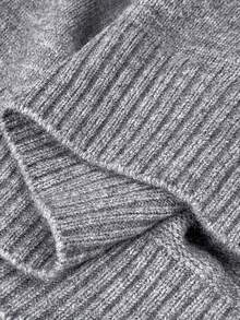 Modelyn 大码水钻装饰露肩长袖纯色套头毛衣 - 灰色 - 查看 7