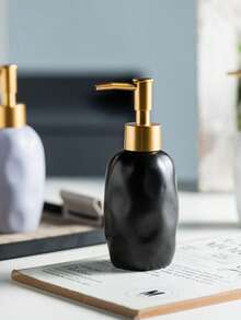 Cirelle 1pc Minimalist Ceramic 4-Color Lotion Pump Bottles, Shampoo, Body Wash & Hand Soap Dispenser Bottles For Home Use