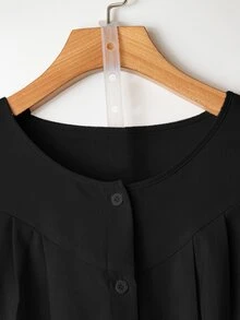 Linhara 大码女式时尚休闲优雅圆领宽松修身长袖衬衫，秋季