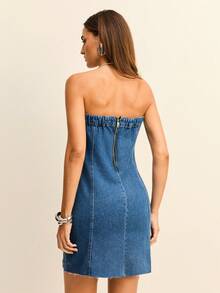 Daynim Women Denim Dresses - Màu xanh lam - Xem 2