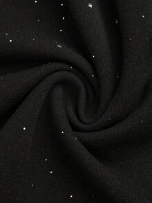 Celure Plus Size High Waist Black Sequin Wide Leg Shorts, Elegant Party Wear